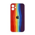 قاب سیلیکونی رنگین کمانی محافظ لنزدار برای گوشی‌ اپل iphone 12