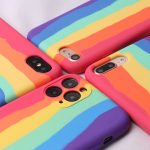 قاب سیلیکونی رنگین کمانی محافظ لنزدار برای گوشی‌ اپل iphone 12 promax