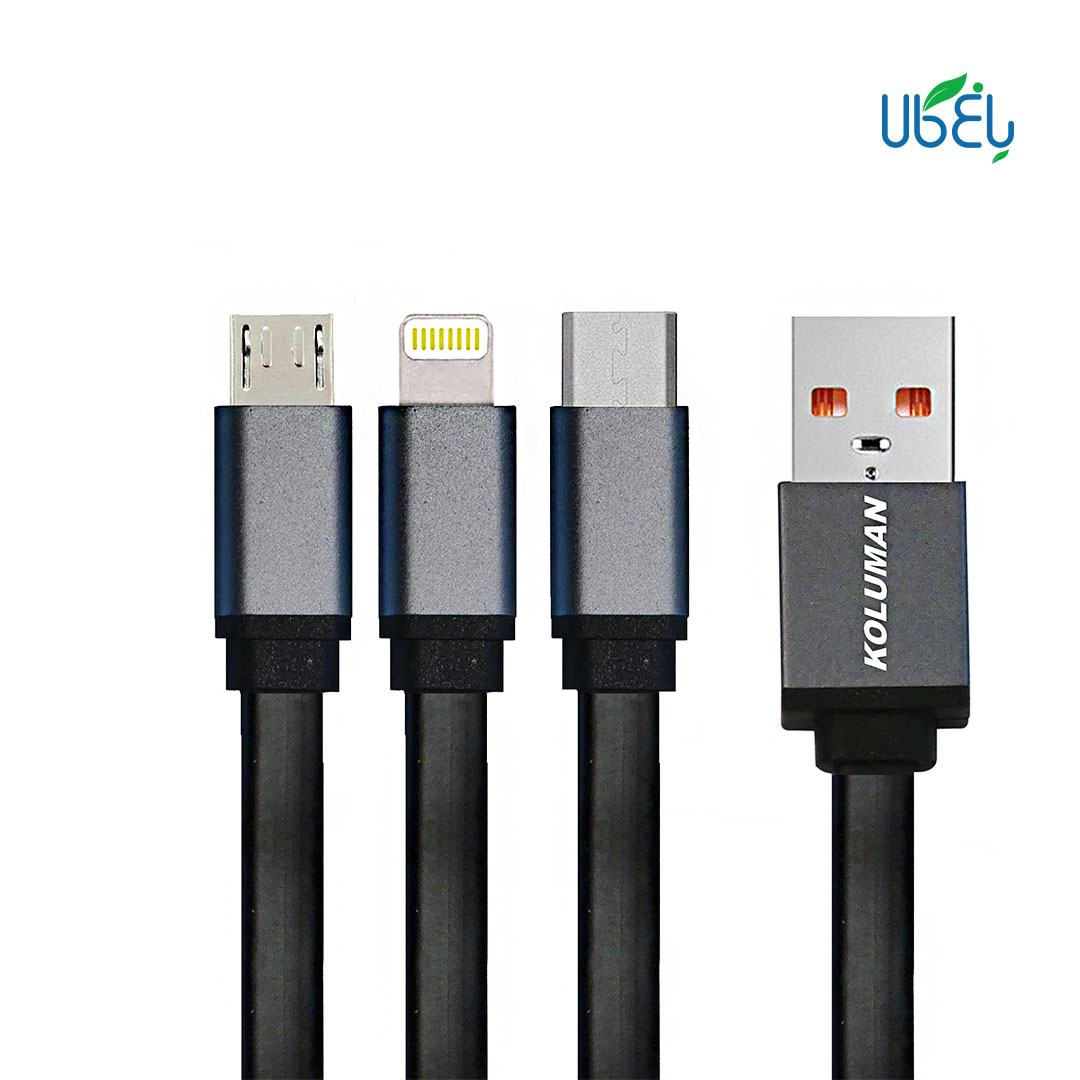کابل USB به لایتنینگ/microUSB/USB-C کلومن مدل KD-23 به طول ۱ متر
