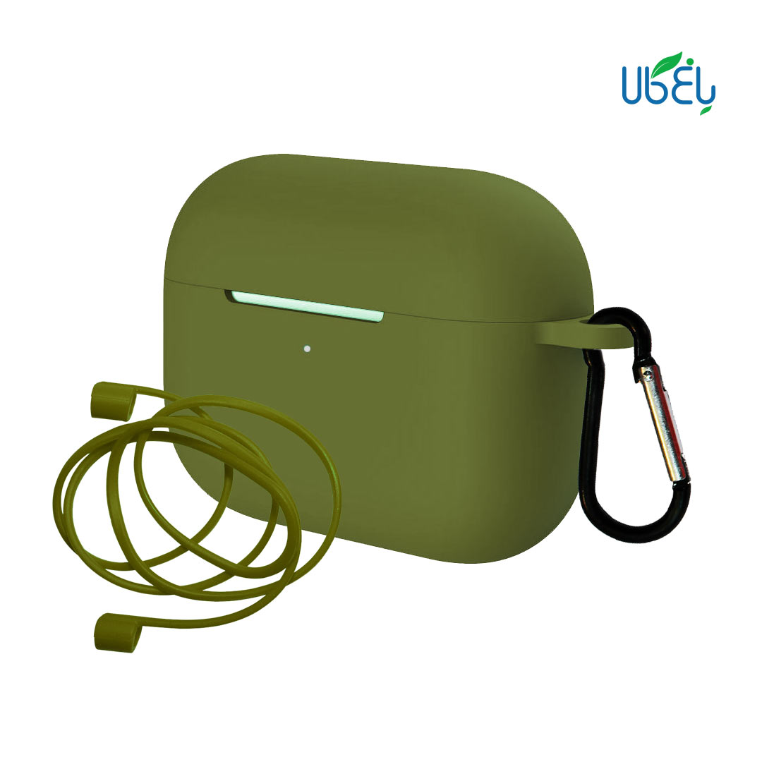 کاور محافظ سیلیکونی مناسب برای کیس AirPods Pro همراه با قلاب و بند نگهدارنده