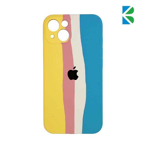 قاب سیلیکونی رنگین کمانی محافظ لنزدار برای گوشی‌ اپل iphone 13